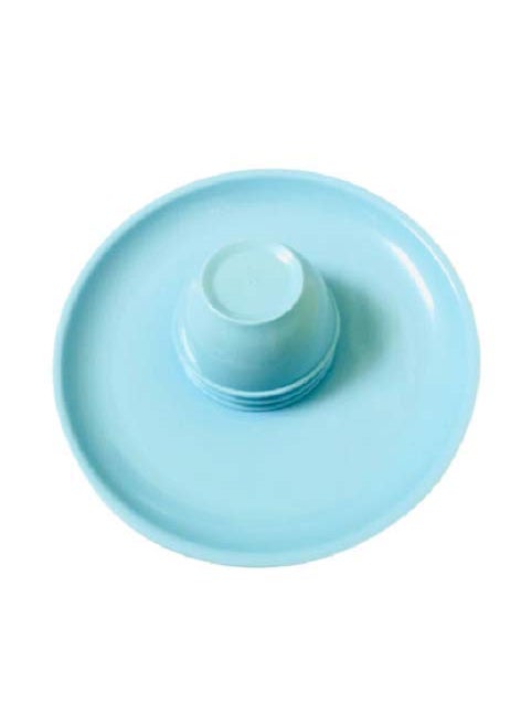Everbuy - Everbuy 6 Plate & 6 Bowls for Breakfast | Lunch | Dinner Plates | Round Shape | Blue Color - Image 1