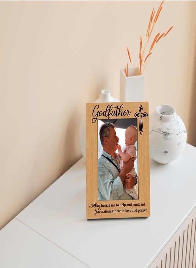 XQLSR Godfather Photo Frame Gift, Godfather Gift from Godchild, Baptism Gifts, Gifts Wooden Picture Frames, Farmhouse Home Church Decoration, To Assemble 4 * 6 Inches Photo - Image 3