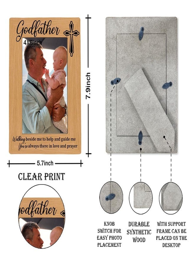 XQLSR Godfather Photo Frame Gift, Godfather Gift from Godchild, Baptism Gifts, Gifts Wooden Picture Frames, Farmhouse Home Church Decoration, To Assemble 4 * 6 Inches Photo - Image 2