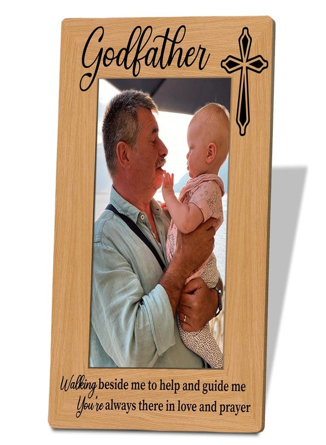 XQLSR Godfather Photo Frame Gift, Godfather Gift from Godchild, Baptism Gifts, Gifts Wooden Picture Frames, Farmhouse Home Church Decoration, To Assemble 4 * 6 Inches Photo - Image 1