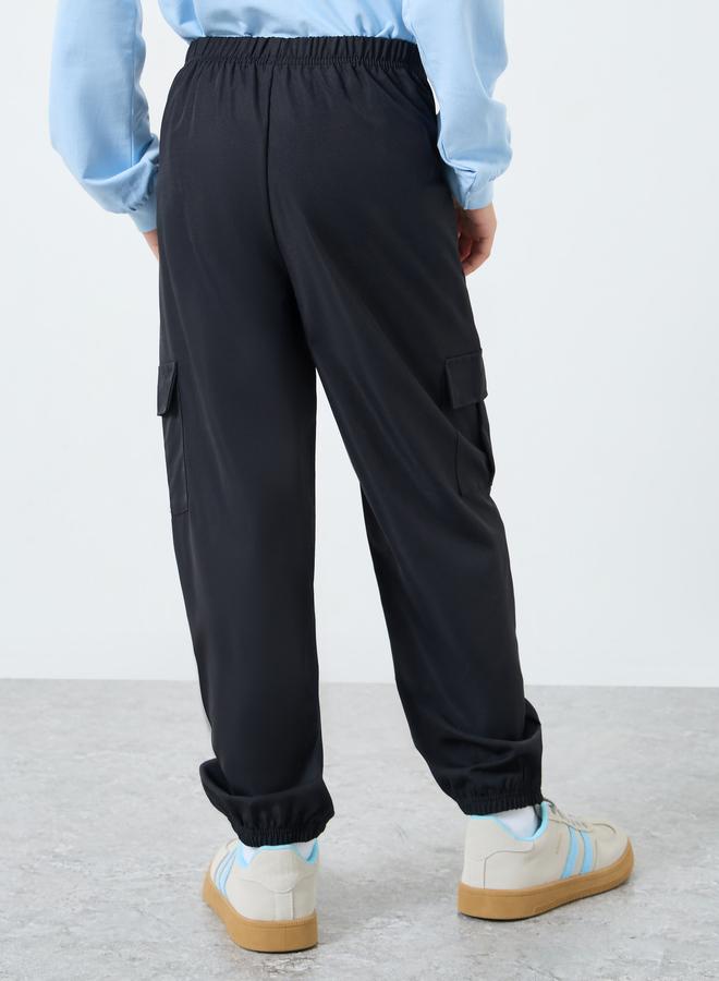 Styli Black Solid Cargo Joggers - Image 5