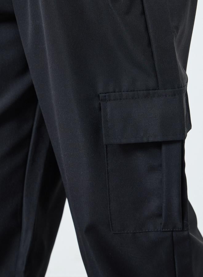 Styli Black Solid Cargo Joggers - Image 4