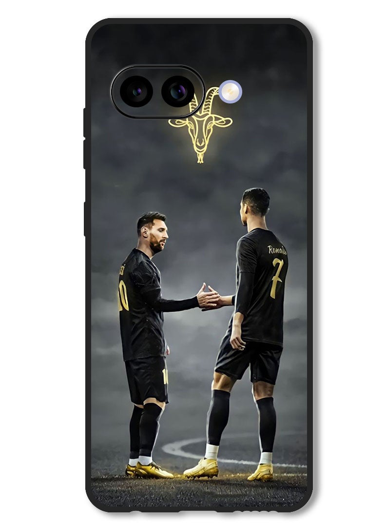 Theodor Case Compatible with Google Pixel 9A Protection Shockproof Bumper Cover Messi Ronaldo Goat - Image 1