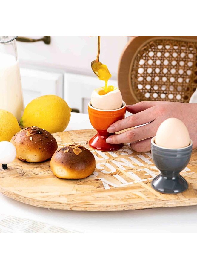 Set of 6 Ceramic Egg Cups, Porcelain Colorful Egg Cup, Stand Holder for Soft Boiled Eggs, Microwave & Dishwasher Safe - Image 3