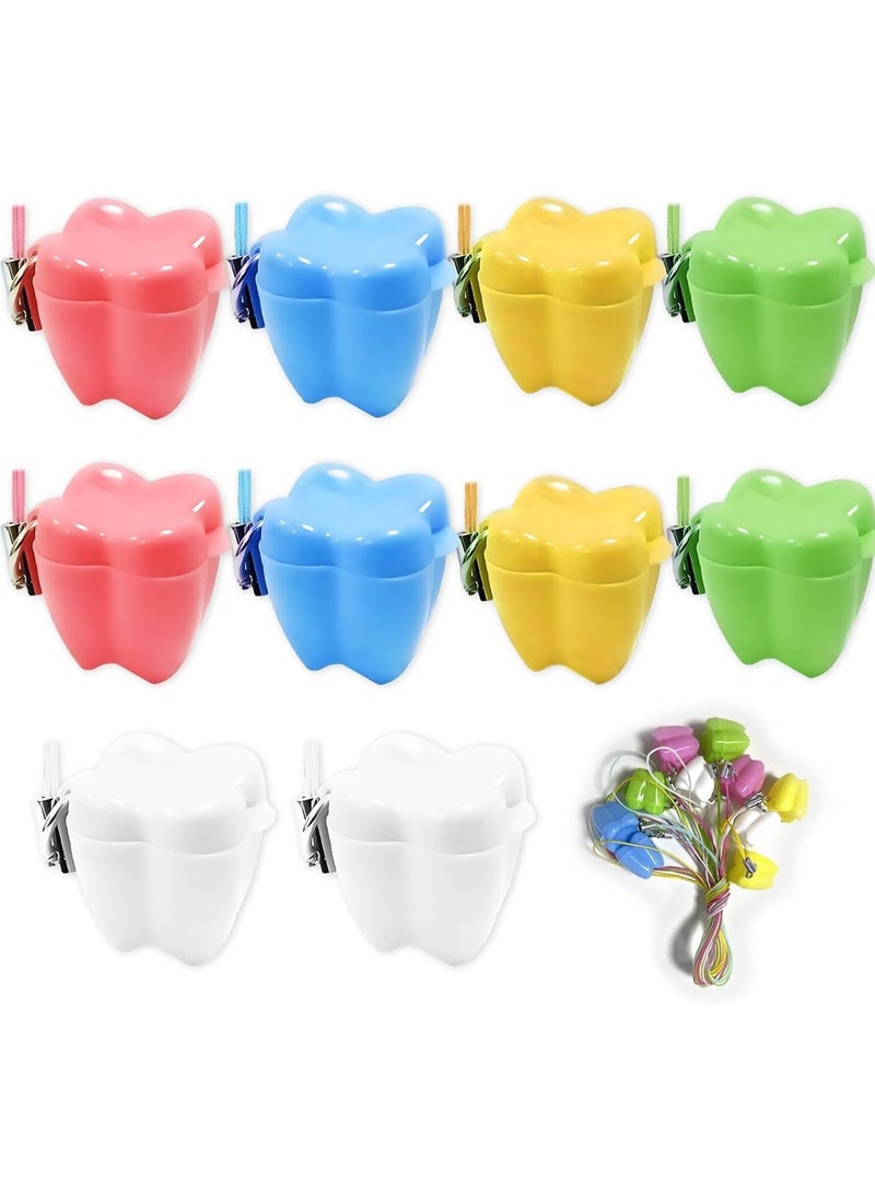 LAMAY 10 pcs Plastic Tooth Keepsake Box Set, Multicolor Teeth Storage Case Holders Portable Container for kids Boys Girls - Image 1