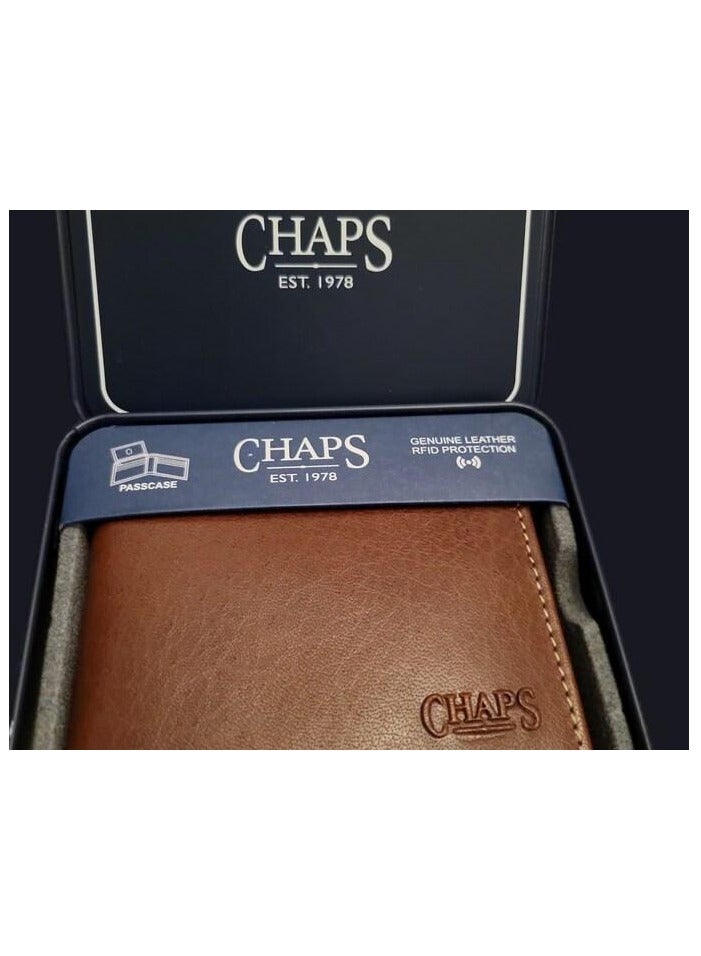 Chaps wallet Genuine Leather Brown Color Passcase