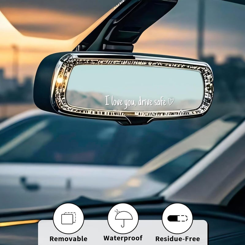 Aecsze I Love You Drive Safe Rearview Mirror Sticker,4PCS Rear View Mirror Sticker, Drive Safe I Love You is a Great Gift to Express Your Love to Your Significant Other or Family - Image 4