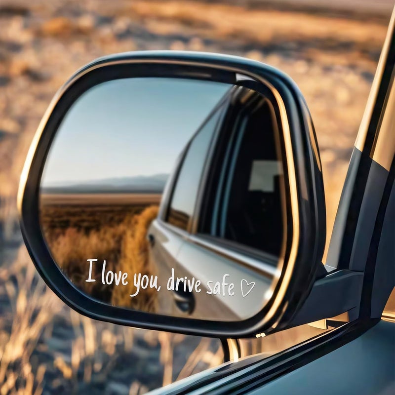 Aecsze I Love You Drive Safe Rearview Mirror Sticker,4PCS Rear View Mirror Sticker, Drive Safe I Love You is a Great Gift to Express Your Love to Your Significant Other or Family - Image 5