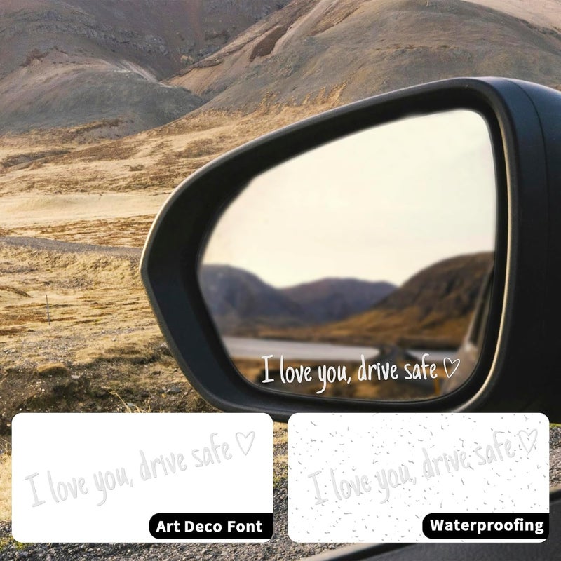 Aecsze I Love You Drive Safe Rearview Mirror Sticker,4PCS Rear View Mirror Sticker, Drive Safe I Love You is a Great Gift to Express Your Love to Your Significant Other or Family - Image 3
