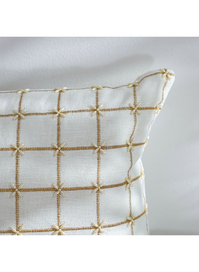 DANUBE HOME غطاء وسادة شبكي من اللؤلؤ باللون العاجي 30×50 سم  - Image 2