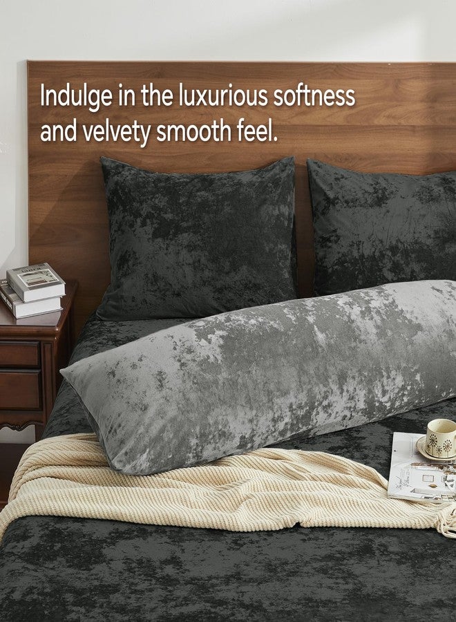 BEDELITE Velvet Body Pillow Cover with Zipper, Soft and Plush 20x54 Long Pillow Case, Velvety Smooth and Cozy Body Pillow Pillowcase for Bedroom and Couch, for All Seasons(Gray) - Image 2