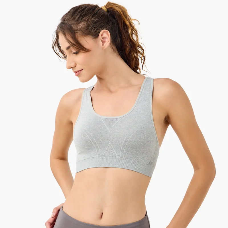ADOT by Splash Textured Racerback Sports Bra with Scoop Neck