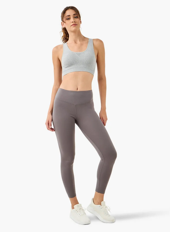 ADOT by Splash Textured Racerback Sports Bra with Scoop Neck