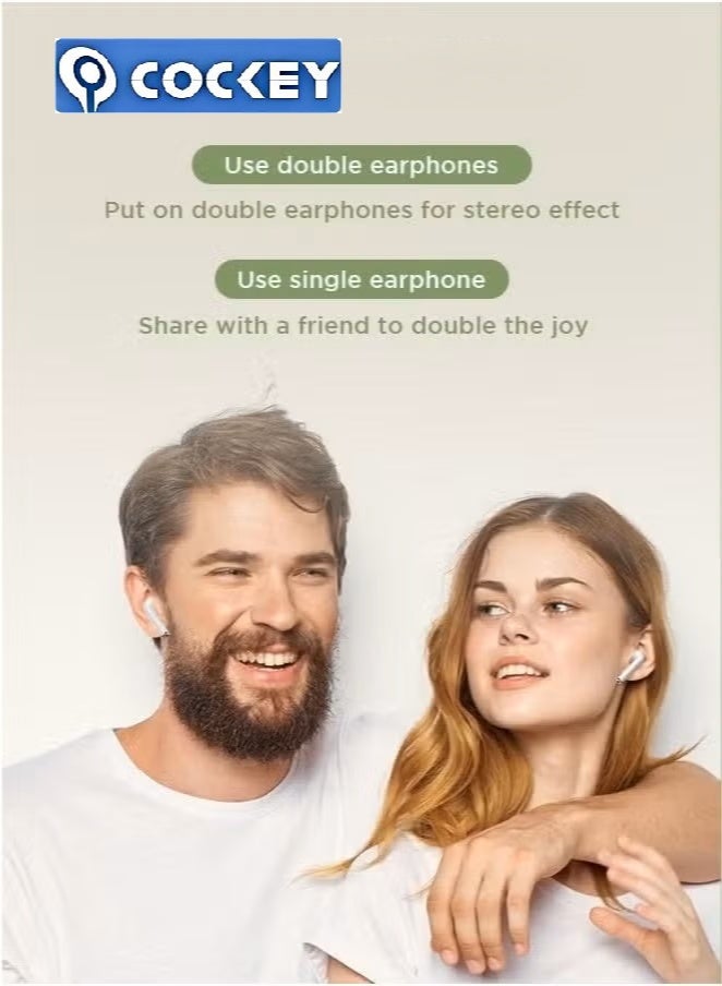 COCKEY True wireless Bluetooth headphones, immersive audio effects, personalized audio customization, compatible with iPhone and Android phones, with a fast charging cable (second generation white) - Image 3