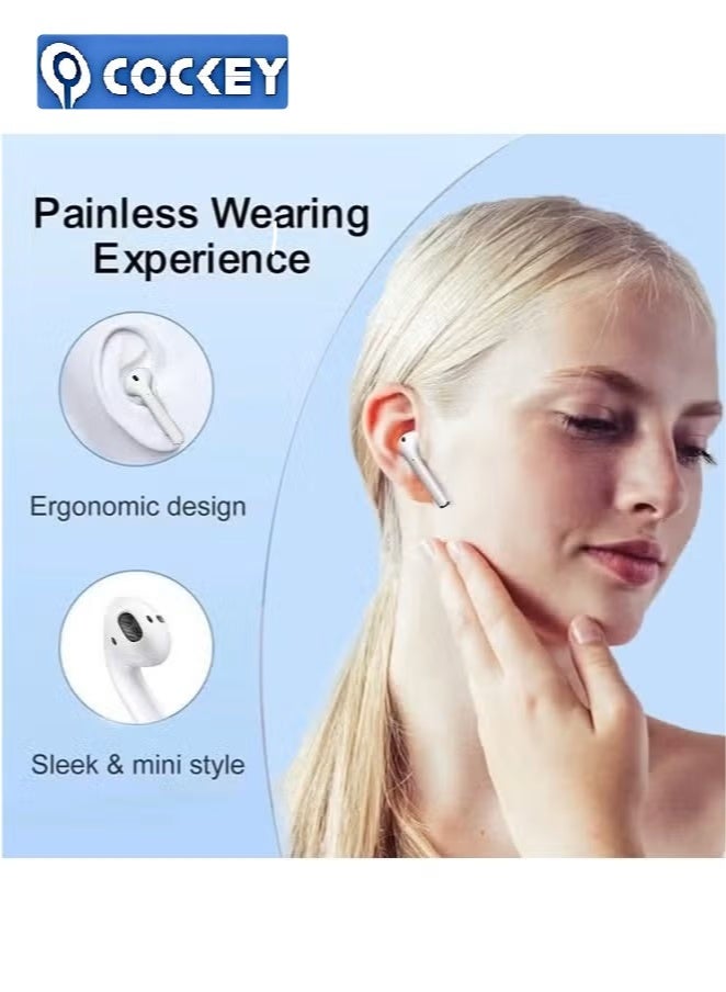 COCKEY True wireless Bluetooth headphones, immersive audio effects, personalized audio customization, compatible with iPhone and Android phones, with a fast charging cable (second generation white) - Image 4