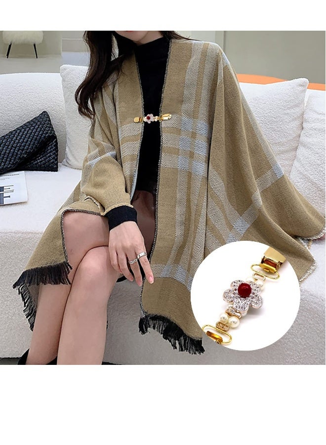 3PCS Tie Up Sweater Clip and Scarf Clip Set, Vintage Dress Clips Back Cinch Clip for Clothing, Shawl Clasps, Ladies Dress Chain Cardigan for Women - Image 3