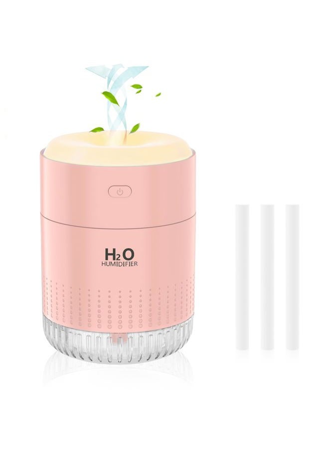 BAMCOO Mini Humidifiers for Bedroom 350ml Small Portable Humidifier for Travel Plants Humidifier, Auto Shut-Off 2 Mist Modes Humidificador for Bedroom Plants Travel Office Desk Car Pink - Image 1