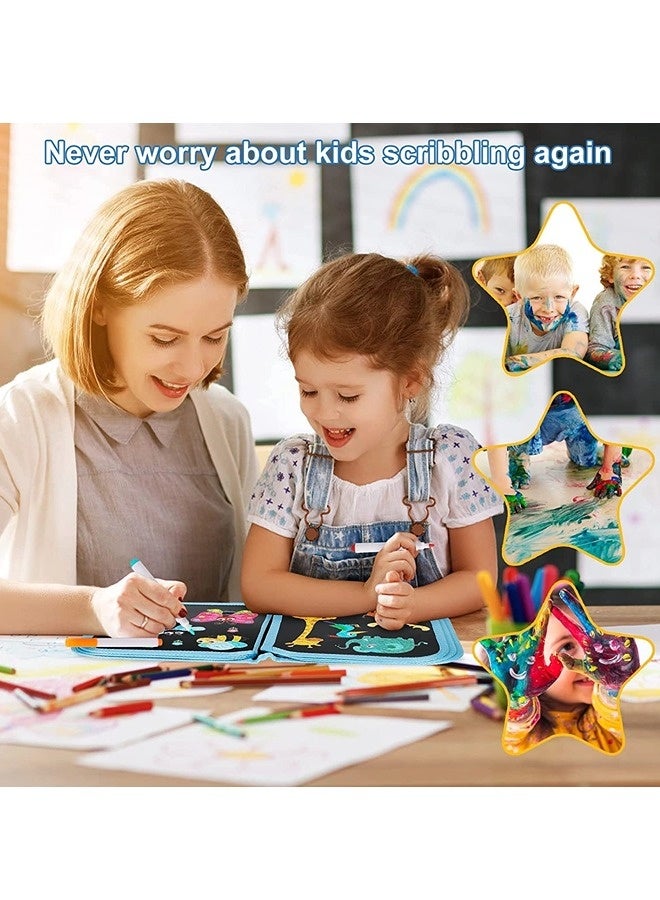 ShebSheb Children's Drawing Board Drawing Book, Erasable Doodle Book Set, 14 Pages Reusable Drawing Board with 12 Watercolour Pencils, Toddler Travel Activity Toys, Doodle Boards, Magical Drawing Books, Gifts for Girls and Boys  - Image 5