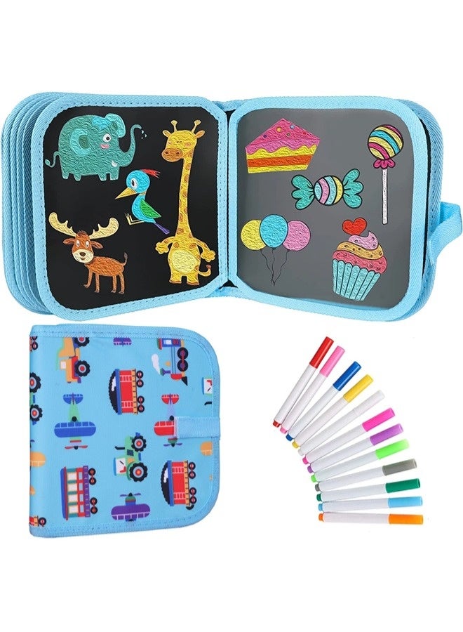 ShebSheb Children's Drawing Board Drawing Book, Erasable Doodle Book Set, 14 Pages Reusable Drawing Board with 12 Watercolour Pencils, Toddler Travel Activity Toys, Doodle Boards, Magical Drawing Books, Gifts for Girls and Boys  - Image 1
