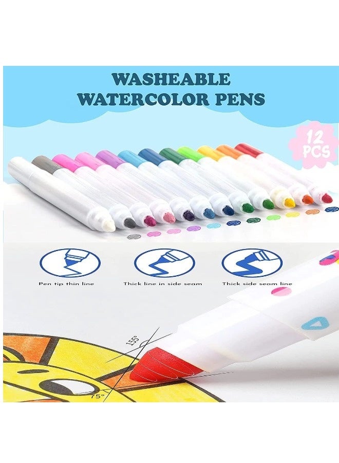 ShebSheb Children's Drawing Board Drawing Book, Erasable Doodle Book Set, 14 Pages Reusable Drawing Board with 12 Watercolour Pencils, Toddler Travel Activity Toys, Doodle Boards, Magical Drawing Books, Gifts for Girls and Boys  - Image 2