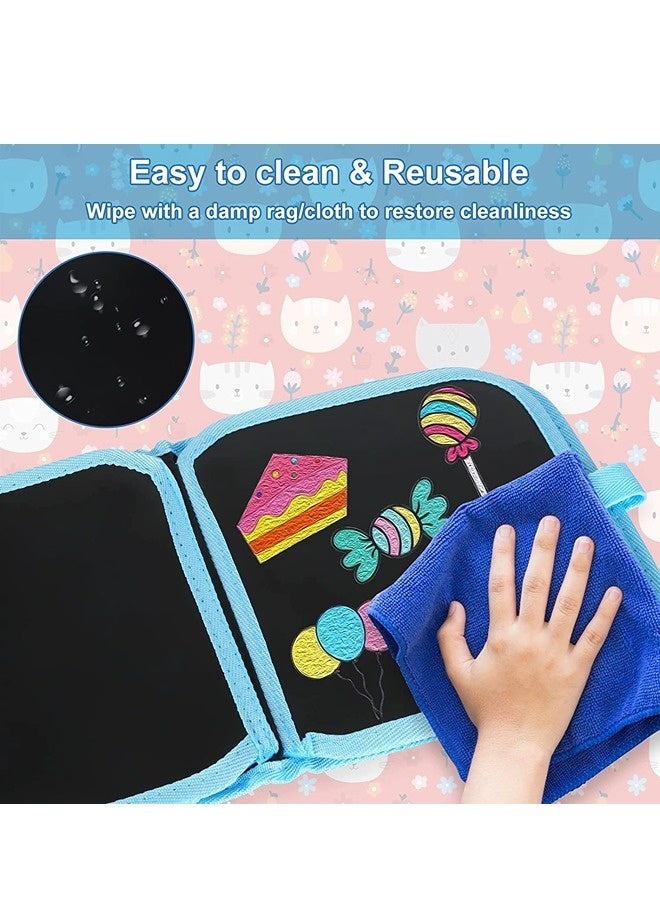 ShebSheb Children's Drawing Board Drawing Book, Erasable Doodle Book Set, 14 Pages Reusable Drawing Board with 12 Watercolour Pencils, Toddler Travel Activity Toys, Doodle Boards, Magical Drawing Books, Gifts for Girls and Boys  - Image 3