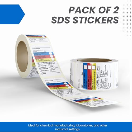 Safety Supply Mart SDS Stickers 500 Stickers - 2 Rolls of 250, 1.5" x 2.5", Right To Know- Chemical Identifying and Marking Sticker Decals - Image 2