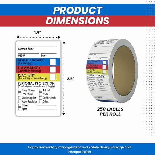 Safety Supply Mart SDS Stickers 500 Stickers - 2 Rolls of 250, 1.5" x 2.5", Right To Know- Chemical Identifying and Marking Sticker Decals - Image 4