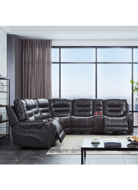 Osaki Dual Power 5-Seater Adjustable Headrest Fabric Corner Recliner with Console and USB Port 98 x 101 x 91 cm
