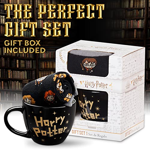 Harry Potter طقم هدايا كوب هاري بوتر للنساء والمراهقين، كوب سيراميك وجوارب كاف، هدايا سانتا السرية لها (أسود، 5/8 أمريكي) - Image 2