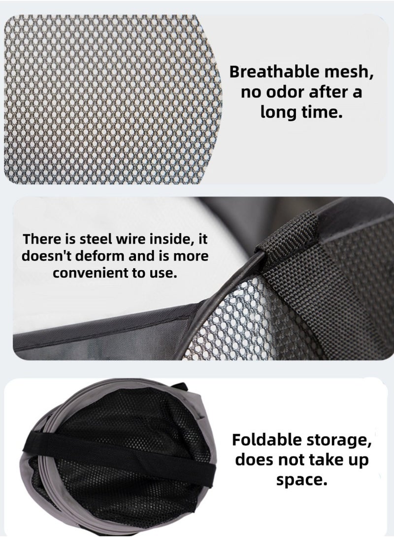 سلة غسيل منزلية، سلة تخزين قابلة للطي، سلة غسيل شبكية، سلة غسيل ملابس قابلة للطي، مناسبة للملابس القديمة، إلخ، مع مقبض، 36 سم × 36 سم × 58 سم. - Image 3