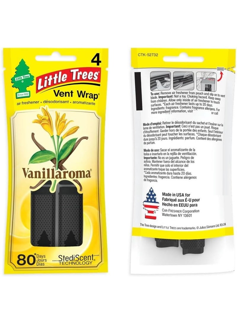Little Trees Car Air Freshener. Vent Wrap Provides Long Lasting Scent Slip On Vent Blade Vanillaroma 4 Pcs Pack - Image 2