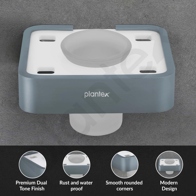 Plantex Aluminium and Acrylic Toothbrush Holder/Tumbler Holder for Bathroom/Toothpaste/Razor Holder/Bathroom Accessories - (Grey and Milky White) - Image 4