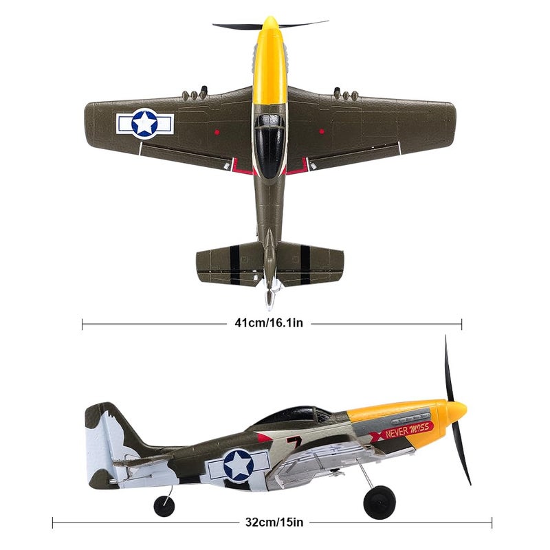 RoofWorld RC Plane 4 Channel Remote Control Airplane Ready to Fly P51D Mustang RC Airplane Easy Control for Beginners Adults - Image 5