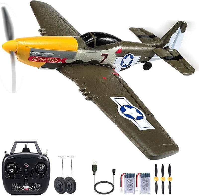 RoofWorld RC Plane 4 Channel Remote Control Airplane Ready to Fly P51D Mustang RC Airplane Easy Control for Beginners Adults - Image 1