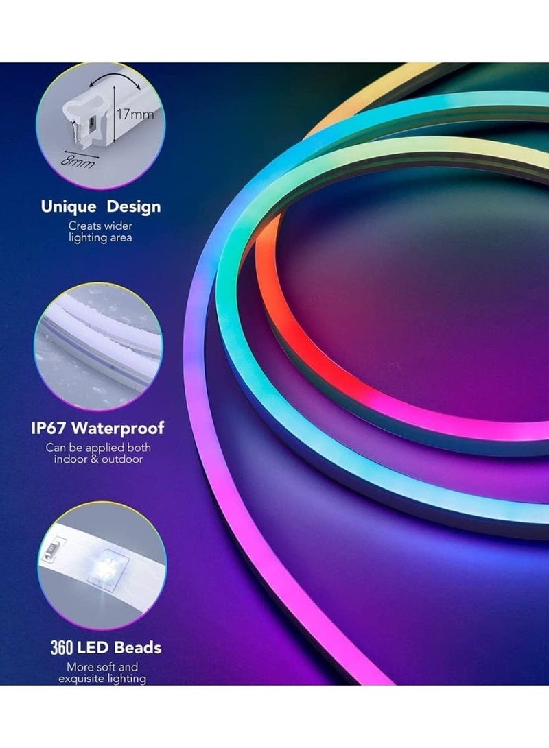 شريط إضاءة ليد بإضاءة محيطية ملونة داخلية، شريط إضاءة ليد بمنفذ USB  إضاءة نيون مع ريموت كونترول لاسلكي وتطبيق موبايل اوضاع مختلفه 10 متر - Image 5