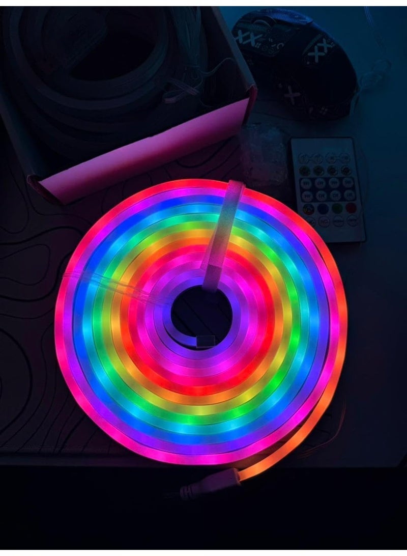 شريط إضاءة ليد بإضاءة محيطية ملونة داخلية، شريط إضاءة ليد بمنفذ USB  إضاءة نيون مع ريموت كونترول لاسلكي وتطبيق موبايل اوضاع مختلفه 10 متر - Image 3