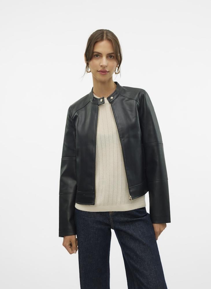 فيرو مودا جاكيت بسحاب وياقة عريضة - Image 1