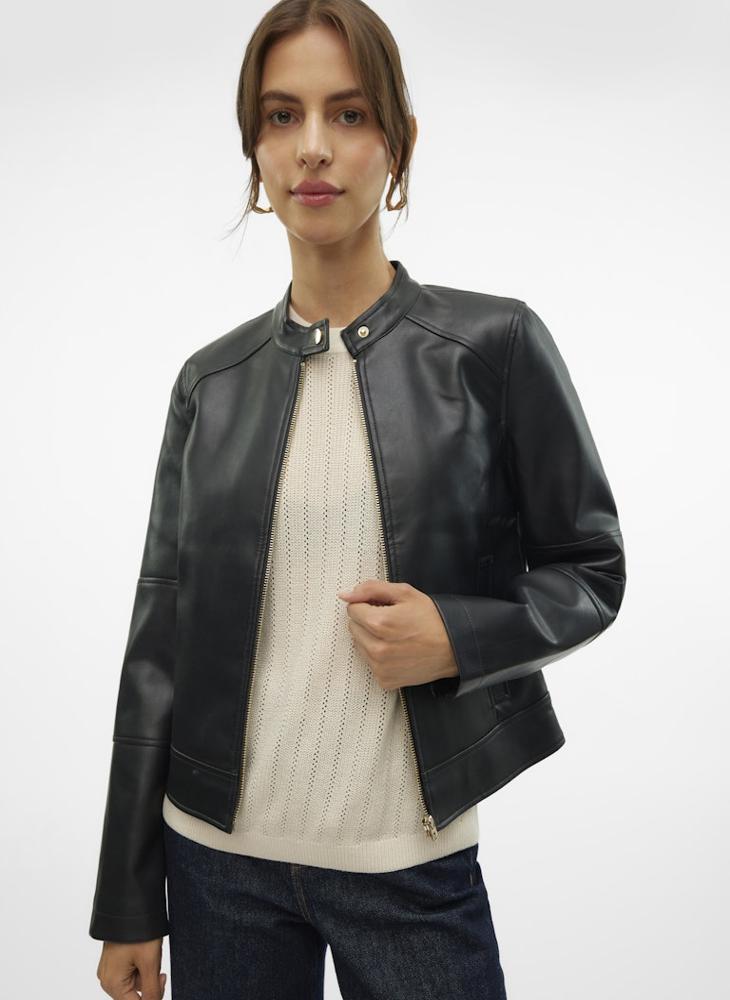 فيرو مودا جاكيت بسحاب وياقة عريضة - Image 3