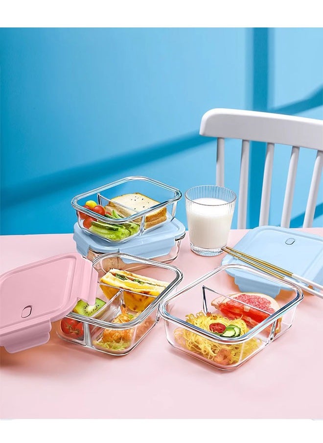 Arabest - 3 Piece Microwave Heating High Borosilicate Glass Lunch Boxes Glass Bowls 1050ml, 700ml, 410ml with Insulation Bag - Image 1