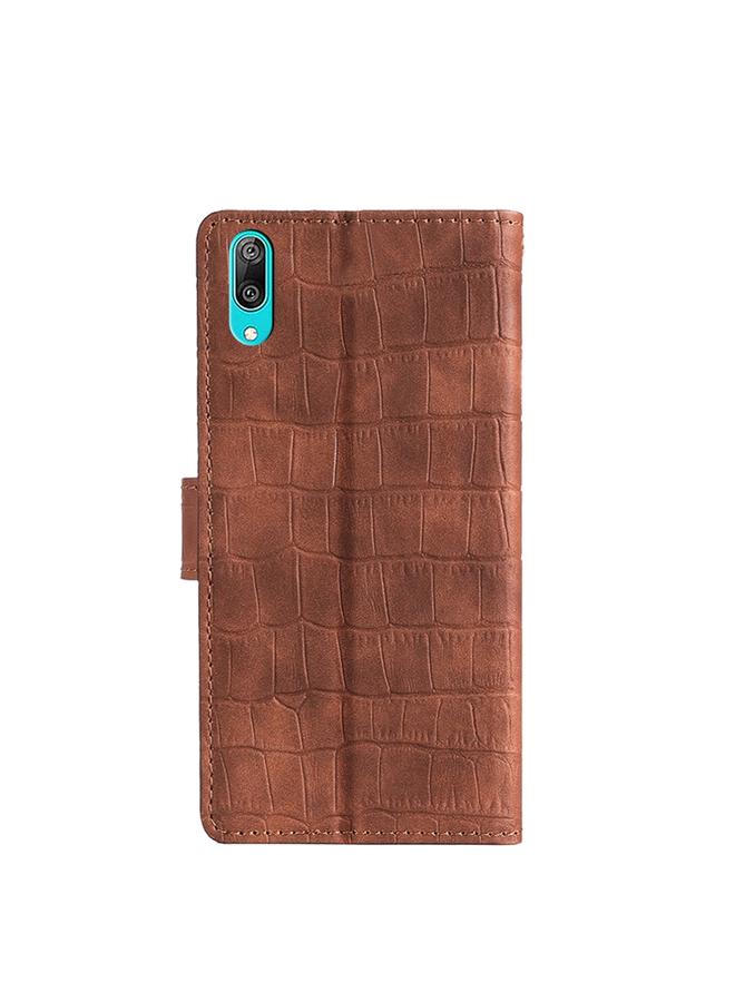 اس-توب جراب لهاتف Huawei Enjoy 9 / Y7 Pro 2019 مصنوع من جلد البولي يوريثان وملمس جلد التمساح ومشبك مغناطيسي - Image 3