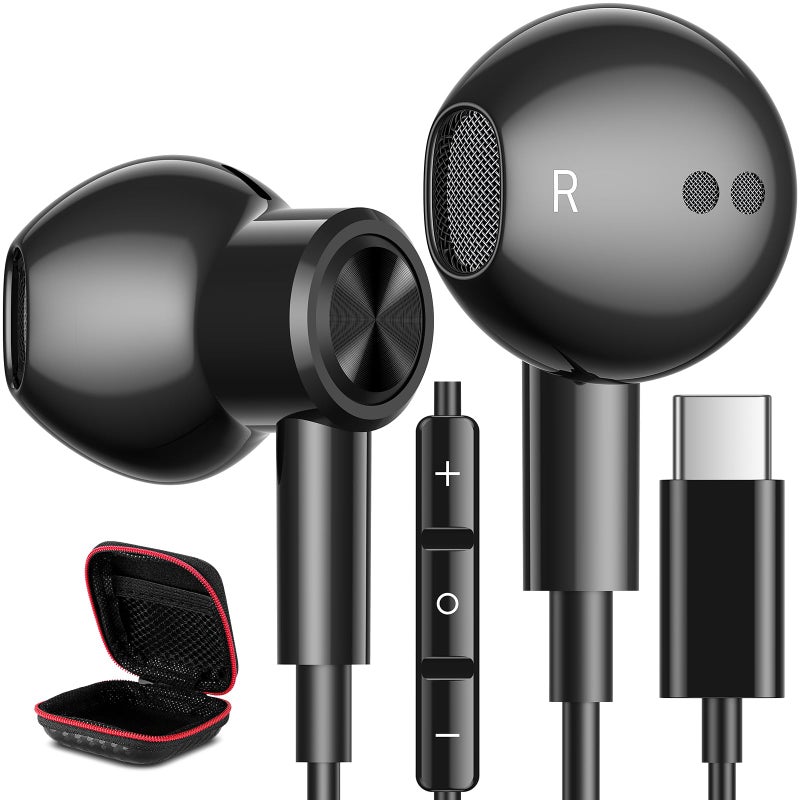 iMangoo USB C Headphones Wired Type C Earphones for Samsung/Galaxy S26 S25 S24 Plus S23 S22 S21 S20 Ultra Magnetic Corded Earbuds for iPhone 15 Pro Max 16 16e 17 17e Air for Apple/Android Ear Buds Black - Image 1