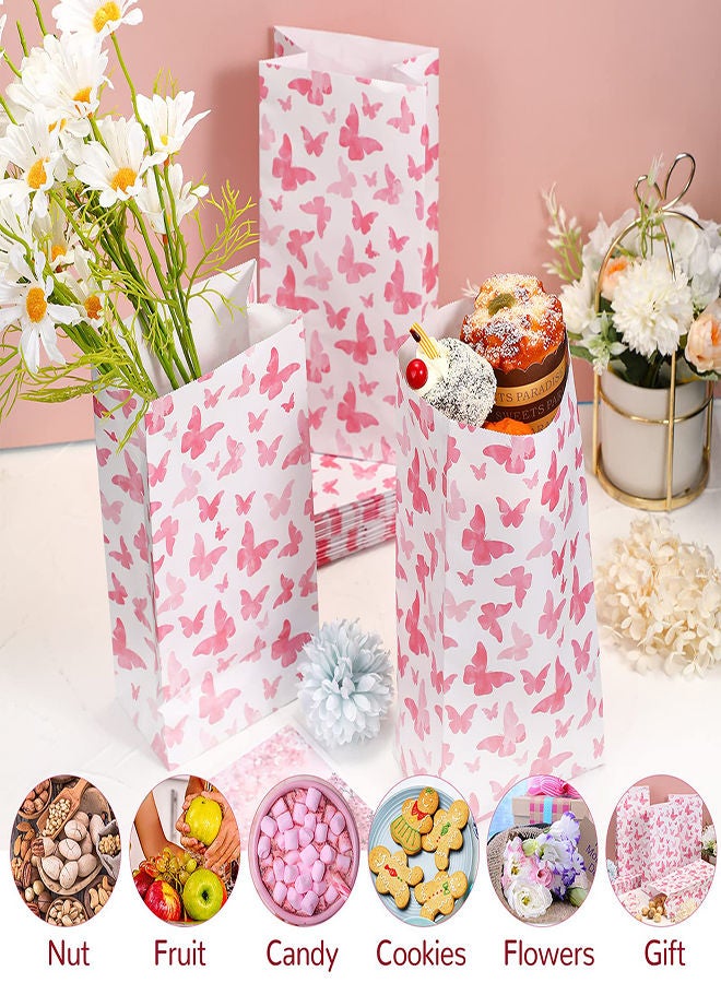 SYOSI Butterfly Party Present Bags, 24 Pieces Butterflies Safe Paper Goodie Bags Gradient Butterflies Present Bags Butterfly Party Decorations Goody Treat Bags for Girls Women's Birthdays Supplies (Pink) - Image 5