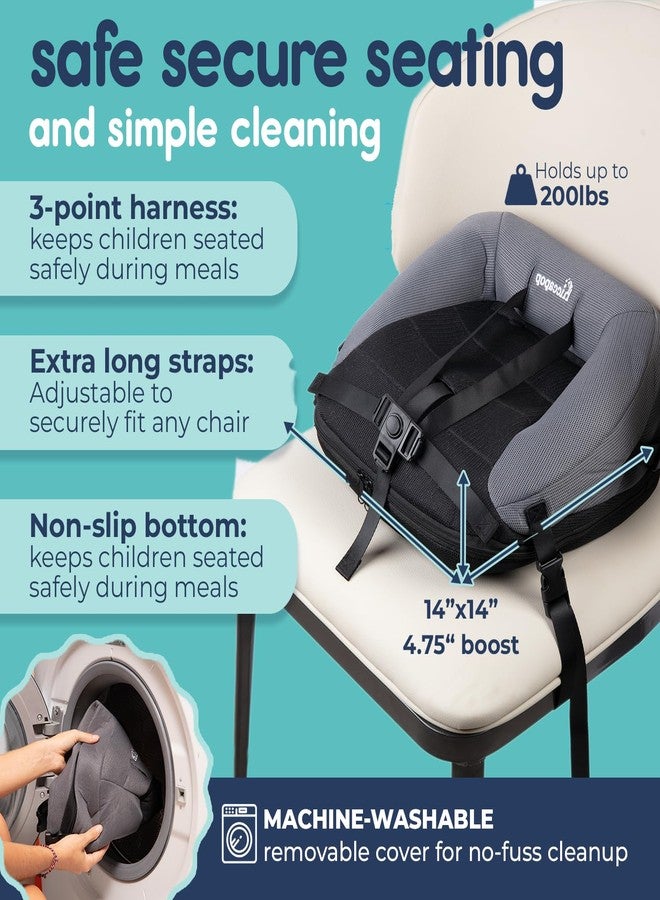 Hiccapop NeoBoost Inflatable Toddler Booster Seat for Dining Table - Portable, Quick-Inflate Design - Anti-Slip Base, Secure Straps, Easy-Clean - Perfect for Home & Travel, Black/Gray - Image 3