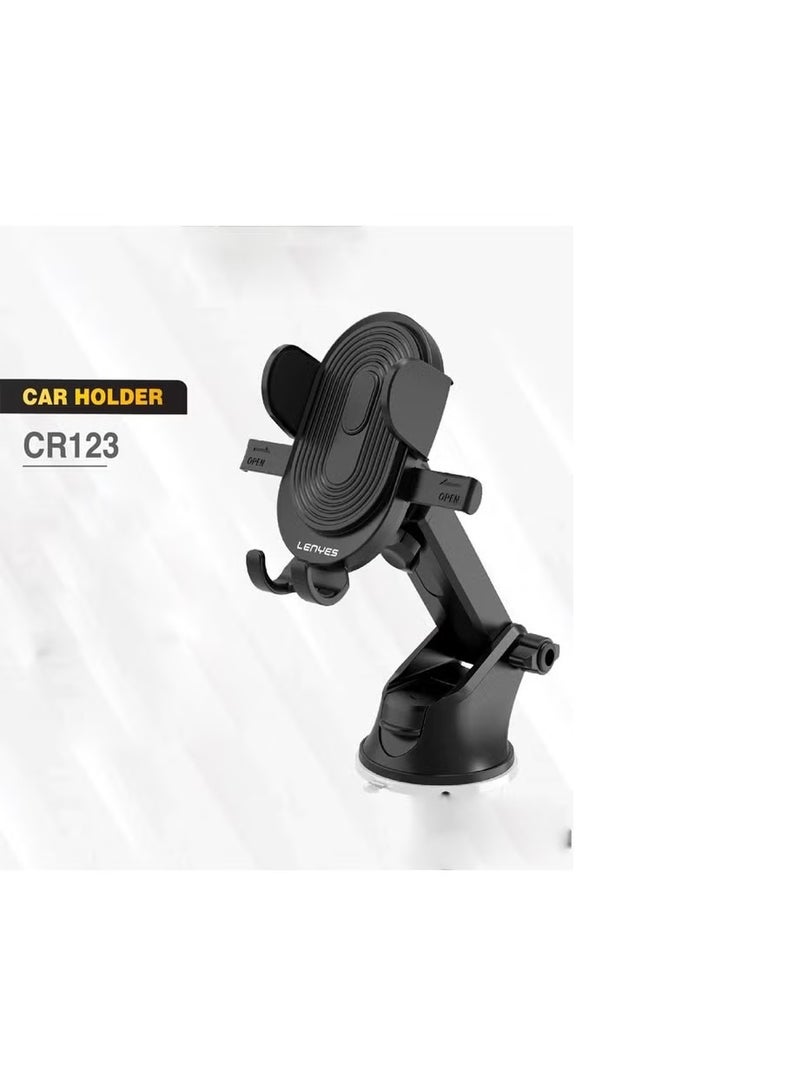 LENYES CR123 360° Rotating Car Phone Mount – Adjustable Clamp & Strong Suction - Image 2