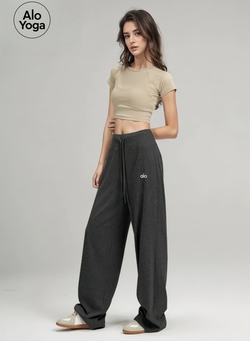 Alo Yoga Wide Leg Sweatpants-Casual Yoga Pants-Suitable for Autumn and Winter - Image 4