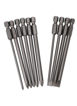 10 Pcs Slotted Phillips Screwdriver Bit Set Magnetic Slotted and Phillips Drill Screwdriver Bit Set 1/4 Inch Hex Shank S2 Steel Screw Driver Drive Drill Bits 4 Inch Long Head Drill Bits Set - pzsku/Z4FBD70BBE6925F691077Z/45/1743487335/79695c31-6afc-46ad-8a1e-1c7ff24747d9