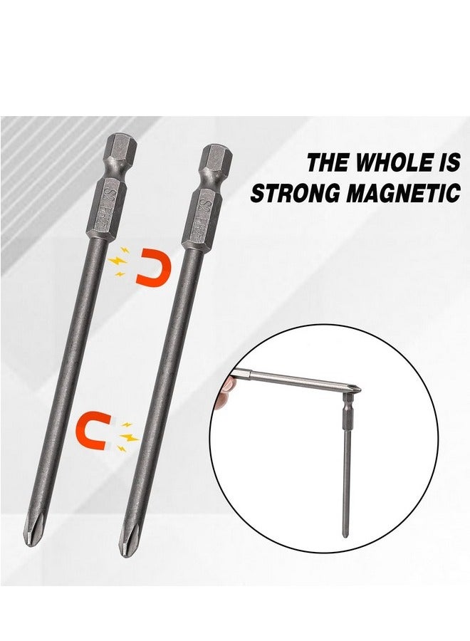 10 Pcs Slotted Phillips Screwdriver Bit Set Magnetic Slotted and Phillips Drill Screwdriver Bit Set 1/4 Inch Hex Shank S2 Steel Screw Driver Drive Drill Bits 4 Inch Long Head Drill Bits Set