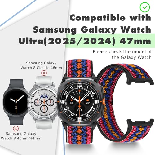 Acortjl Elastic Watch Bands Only Compatible for Samsung Galaxy Watch Ultra 47mm (2025/2024) Men Women, Stretchy Nylon Soft Strap Breathable Replacement Wristband(Not for Other Models) - Image 5