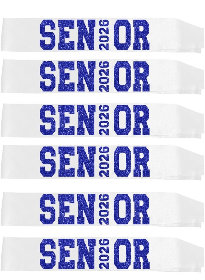 Partyprops 6Pcs White Senior 2026 Satin Sashes with Blue Glitter Letters Senior 2026 Decorations - 2026 Graduation Celebrations Sashes - Senior Cheer Sash - Cheerleader Sash - Class Competition Sashes - Image 5