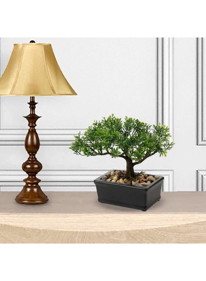 Briful Bonsai Tree, Fake Plants Ceramic Potted Tree Artificial Japanese Cedar Bonsai Tree Decoration for Home Desk Office Bathroom Kitchen Farmhouse Indoor/Outdoor (Bonsai Tree #02) - Image 3